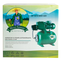 Hidrofor Micul Fermier 1.5 kW, debit maxim 3000l/h, inaltime maxima de pompare 53m, corp pompa fonta, capacitate vas expansiune 24 litri