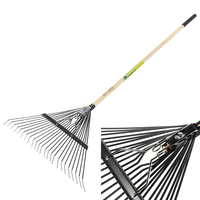 Grebla frunze 24 dinti flexibili,maner lemn,1650mm