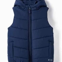 Vestă matlasată puffer cu glugă băieți Zippy Pongee Bleumarin, mărime 5-6 ani - Nouă cu etichetă