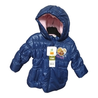 Geacă groasă de iarnă fetițe Disney Princess albastru marin cu glugă și interior fleece roz, mărime 18 luni (81 cm) - Nouă cu etichetă