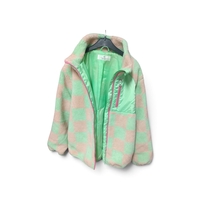 Jachetă H&M din Pluș Teddy în Carouri Verde-Roz – Mărimea 146-152 (10-12 ani) | Second Hand