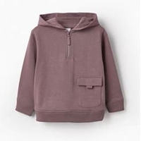 Hanorac premium bumbac gros copii Zippy Half-Zip cu glugă, culoare mov-malva, mărimi 6-14 ani - Nou cu etichetă