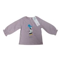 Bluză bumbac fetițe Zippy „Puffin” roz pal cu mâneci bufante și ciucure 3D, mărimi 6 luni - 3 ani - Nouă cu etichetă
