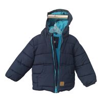 Geacă de Iarnă Matlasată Liegelind cu Glugă și Căptușeală Fleece Turcoaz – Mărimea 86-92 | Second Hand