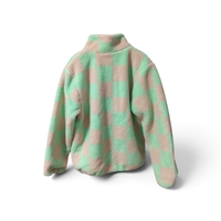 Jachetă H&M din Pluș Teddy în Carouri Verde-Roz – Mărimea 146-152 (10-12 ani) | Second Hand