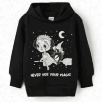 Rochie tip hanorac neagră fete Zippy „Glow in the Dark” vătuită la interior, mărimi 3-12 ani - Nouă cu etichetă