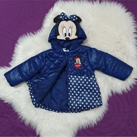 Geacă albastră Minnie în buline, cu glugă și fundiță Minnie Mouse