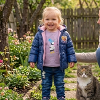 Geacă groasă de iarnă fetițe Disney Princess albastru marin cu glugă și interior fleece roz, mărime 18 luni (81 cm) - Nouă cu etichetă