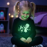 Bluză neagră bumbac fete Zippy „Glow in the Dark” care luminează în întuneric, mărimi 2-14 ani - Nouă cu etichetă