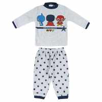 Pijama din Velur pentru Copii, 2 Piese - Model Justice League „Super-Eroi”, Gri Melanj