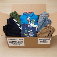 Mega-Lot Băieți 10 ani (3 kg) - Geacă Reversibilă 2 fețe Marvel Avengers, Bluze NOI cu etichetă + 7 Perechi Pantaloni Trening (John Richmond, H&M)