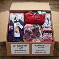 Mega-Garderobă Bebe Fetiță 6 luni (2.7 kg) - 23 Piese: Geci, Treninguri, Încălțăminte (Mărimea 19, Kappa) și Compleuri Noi Disney cu Etichetă