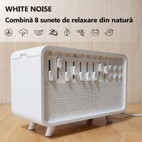 Lampă LED 4-în-1 cu Răsărit, Umidificator și Ceas Deșteptător – 8 Sunete Naturale, USB Type-C, 3500K Warm White