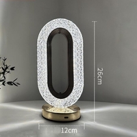 Lampă de Masă LED Cristal Nordic, Touch Control, 3 Culori Lumină, Dimabilă, 26cm, Reîncărcabilă DC5V