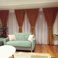 Draperie Madras și voal alb / perdea dungi