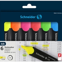 Textmarker SCHNEIDER Job, varf lat, 6 culori/set - (G, O, V, R, A, R)