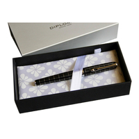 Stilou DIPLOMAT Excellence A plus, cu penita M, aurita 14kt. - Rhomb Guilloche Lapis Black