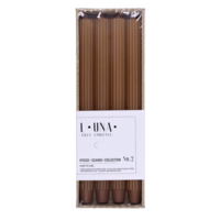 Lumanari cu dungi, pentru cina, 25 x 300mm, 4 buc/set, DONAU Home - caramel