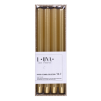 Lumanari cu dungi, pentru cina, lacuite, 25 x 300mm, 4 buc/set, DONAU Home - aurii