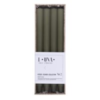 Lumanari cu dungi, pentru cina, 25 x 300mm, 4 buc/set, DONAU Home - kaki