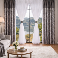 Set Draperii + Perdea 400x250 cm, Model Floral Elegant, Draperii Lux Lucioase pentru Living și Dormitor