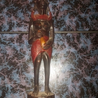 Statueta africana sculptata manual din abanos
