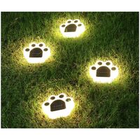 Set 4 Lampi Solare Led pentru Gradina, Flippy, Model Laba de Urs, 14 x 13 x 3 cm, Buton On-Off, Alb cald, Negru/Alb