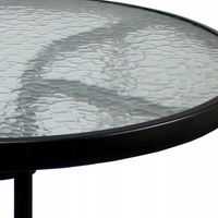 Masa pentru gradina sau balcon, cadru metalic, blat sticla, 60x70cm, negru