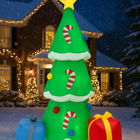 Brad de Craciun de exterior gonflabil, iluminare LED, cu compresor integrat, 180x80x80 cm, verde