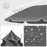 SONGMICS Umbrela terasa gradina sau plaja, cu inclinare, husa, diametru 200cm, gri