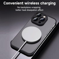 Husa Metalica Edgeless Compatibila cu iPhone 15 Pro, Vafy, Protectie pentru Colturi si Camera, Aliaj, Antisoc, Antizgariere, Negru Metalizat