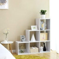 VASAGLE Biblioteca cu 6 compartimente, unitate de depozitare pentru decoratiuni, din lemn, 29x98x98cm, alb