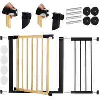 Poarta de siguranta Safety Gate pentru scari, ajustabila, din lemn cu structura otel, 103-110cm, negru maro