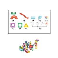 Set de constructie din piese magnetice educative pentru copii 66 de piese, multicolor