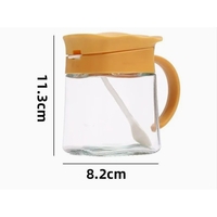 Recipient Condimente, Vafy, din Stilca, 180 ml, cu Maner si Lingurita, 11.3 x 8.2 cm, Capac Ondulat, Galben