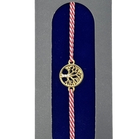 Bratara Placata cu Aur 24k, Jolie, Model Copac, Martisor Bratara, cu Snur Rosu, Auriu