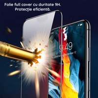 Folie Sticla Securizata, Flippy, compatibil cu Apple iPhone 15 Pro, Full Glue Negru