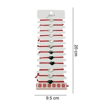 Bratara Martisor pentru Dama, Jolie, Model Inima, Set 12 bucati, Pandativ Argintiu din Inox cu Snur Rosu Ajustabil