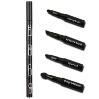 Set Pensule de Machiaj 4in1, Flippy, pentru Fard, Sprancene si Buze, 16 cm, din Plastic, Negru