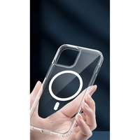 Husa protectie Vafy pentru iPhone 13 Mag Safe, 2 in 1 incarcare si magnet, Silicon si Acril, Transparenta
