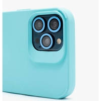 Husa Apple iPhone 13, Vafy, din Silicon Lichid, Interior din Microfibra, Lentile Fosforescente de Protectie Camera, Anti Amprenta, Rezistenta la Socuri, Bleu