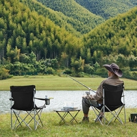 SONGMICS Set 2 scaune pliabile camping cu suport bauturi, husa transport, 52x84x81 cm, 120 kg, negru