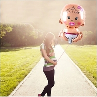 Balon din Folie Metalizata, Vafy, Figurina Fetita, Tema Botez, 73x48 cm, Ambalaj Individual, Pai Inclus, Umflare cu Aer sau Heliu, Roz