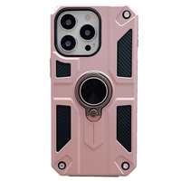 Husa protectie Vafy compatibila cu Apple iPhone 13 Mini Defender Model 5 cu suport prindere inel,Roz Auriu