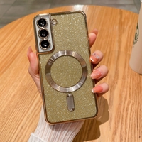Husa de Protectie 2 in 1, Vafy, Husa pentru Samsung Galaxy S24+, Glitter Chrome Magsafe, din TPU, Magnetica, cu Protectie Lentila, Auriu