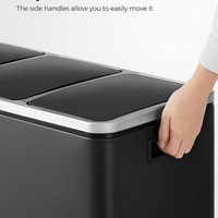 SONGMICS Cos de gunoi din inox cu 3 compartimente colectare selectiva, cu galeti interioare, 3x18litri, negru