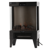 Semineu electric 2000W cu efect de flacara, termostat digital si timer, telecomanda, 52x32x18 cm, negru