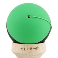 Kendama X Originala, Profesionala, Flippy, Cupe Mari KING SIZE V3, Rubber Grip, Gaura in Baza, Rulment Metalic, din lemn 18 cm, Ata 62/65 cm, M Bicolor Verde Dublu/Negru