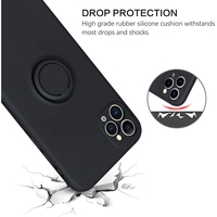 Husa protectie Vafy compatibila cu Apple iPhone 11 Pro Max Liquid Silicone Ring cu suport rotativ Negru