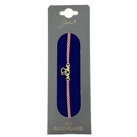 Bratara Placata cu Aur 24k, Jolie, Model I <3 MOM, Martisor Bratara, cu Snur Alb/Rosu, Auriu